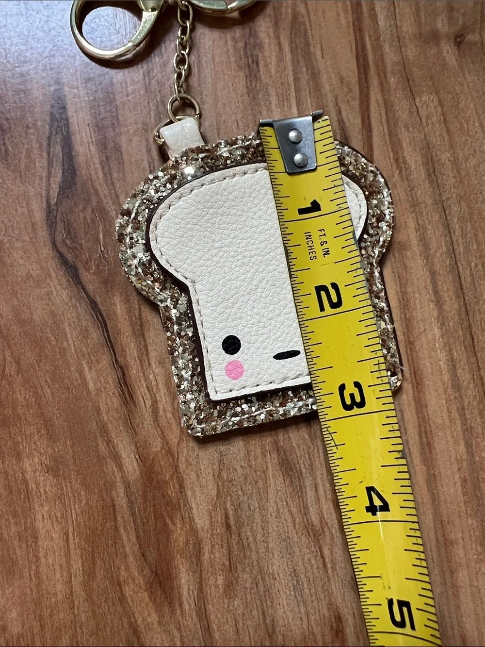 Kids Cute Toast Glitter Keychain Bag Charm - Cream